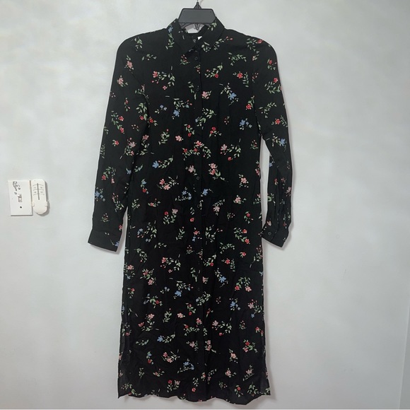 H & M Divided Long Floral Button Down Dress/ Long Shirt With Long Sleeves Size S - Picture 11 of 13